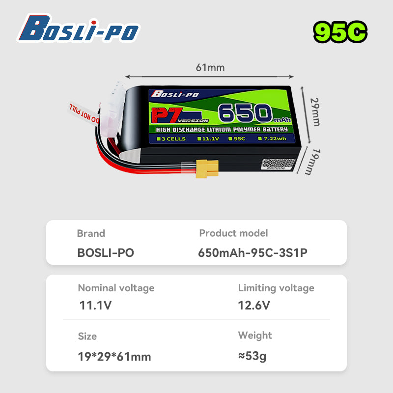 Boslipo P7 Version 650mAh 95C  - Drone Racing Battery review and price