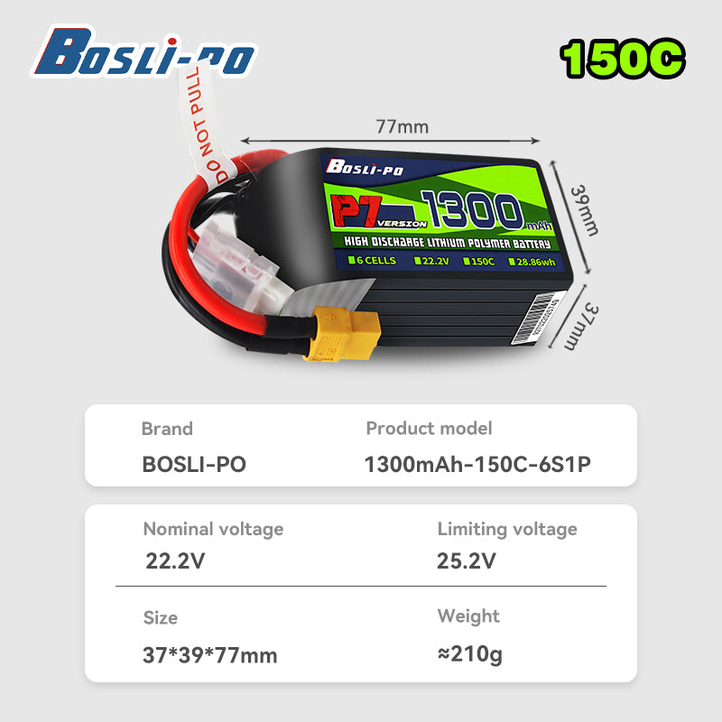 Boslipo P7 1300mAh 150C 4S 6S  - Drone Racing Battery review and price